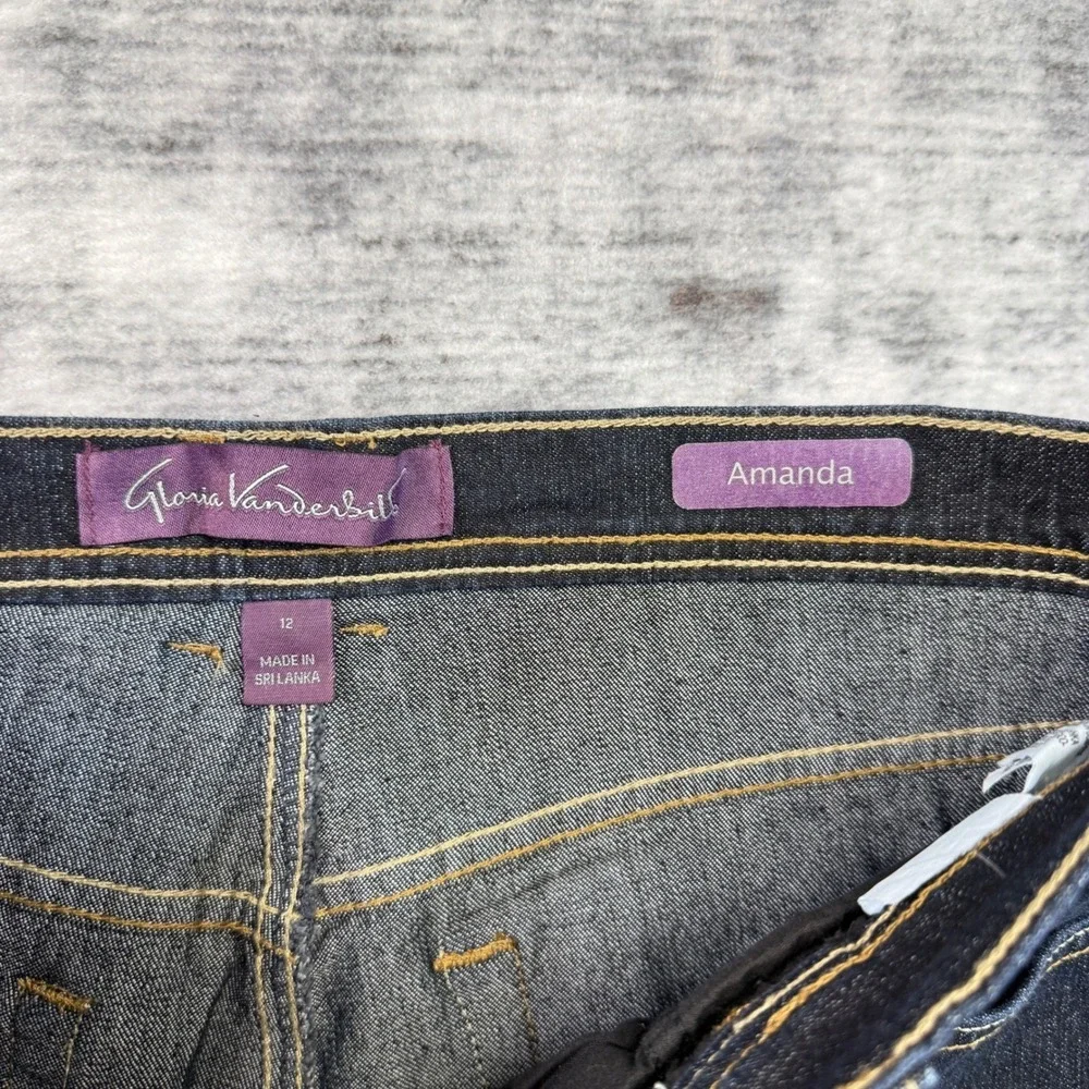 Gloria Vanderbilt Amanda High Rise Tapered Jeans Womens 12 Short‎ Dark Wash